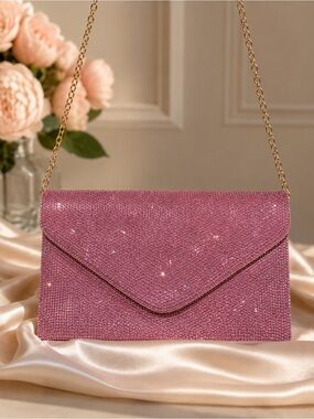 Steve Madden pink crystal envelope crossbody clutch